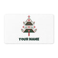 SV mockup: Personalised Doormat, Your Design or Ours, shown with our Nordic Folk Christmas Tree design and YOUR NAME