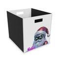 SV mockup: Personalised Felt Storage Box, Your Design or Ours, shown with our Neon Robot Santa design and YOUR NAME