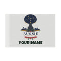 SV mockup: Personalised Flag, Your Design or Ours, shown with our Southern Cross Christmas Tree design and YOUR NAME