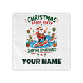 SV mockup: Personalised Napkins, Set of 4, Your Design or Ours, shown with our Christmas Beach Party design and YOUR NAME