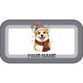SV mockup: Personalised Pencil Case, Your Design or Ours, shown with our Festive Corgi Santa Hat design and YOUR NAME