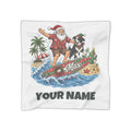 SV mockup: Personalised Chiffon Scarf, Your Design or Ours, shown with our Santa And The Dog On Tour design and YOUR NAME