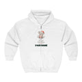 SV mockup: Personalised Zip Hoodie, Your Design or Ours, shown with our Koalas First Christmas design and YOUR NAME