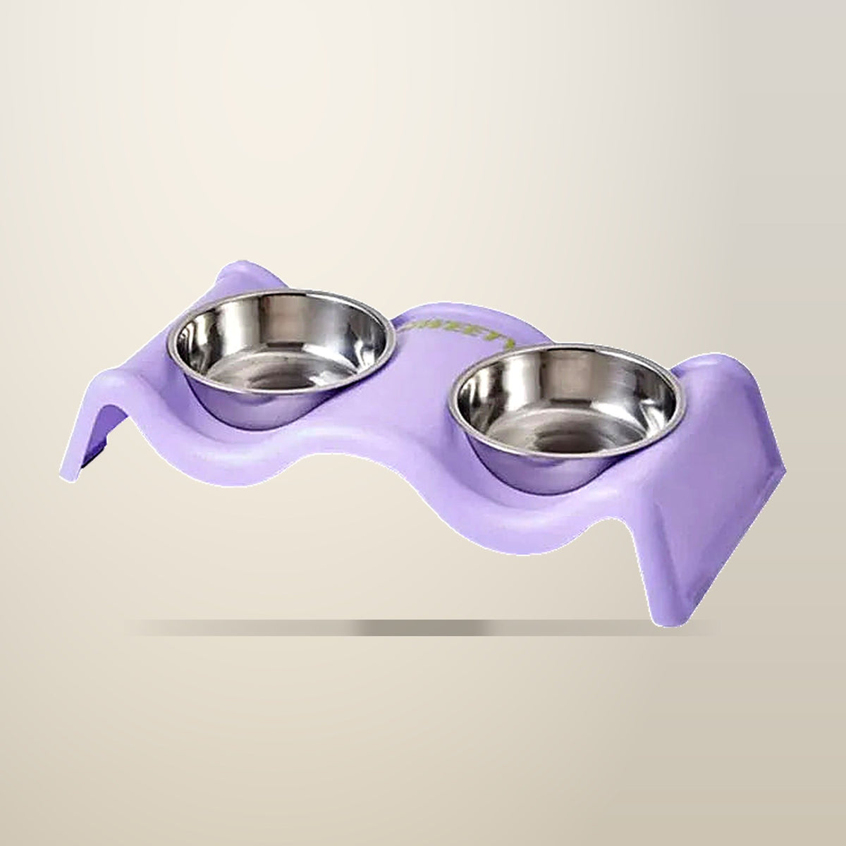 Wavy Elevated Double Pet Bowl Set, on a plain cream background
