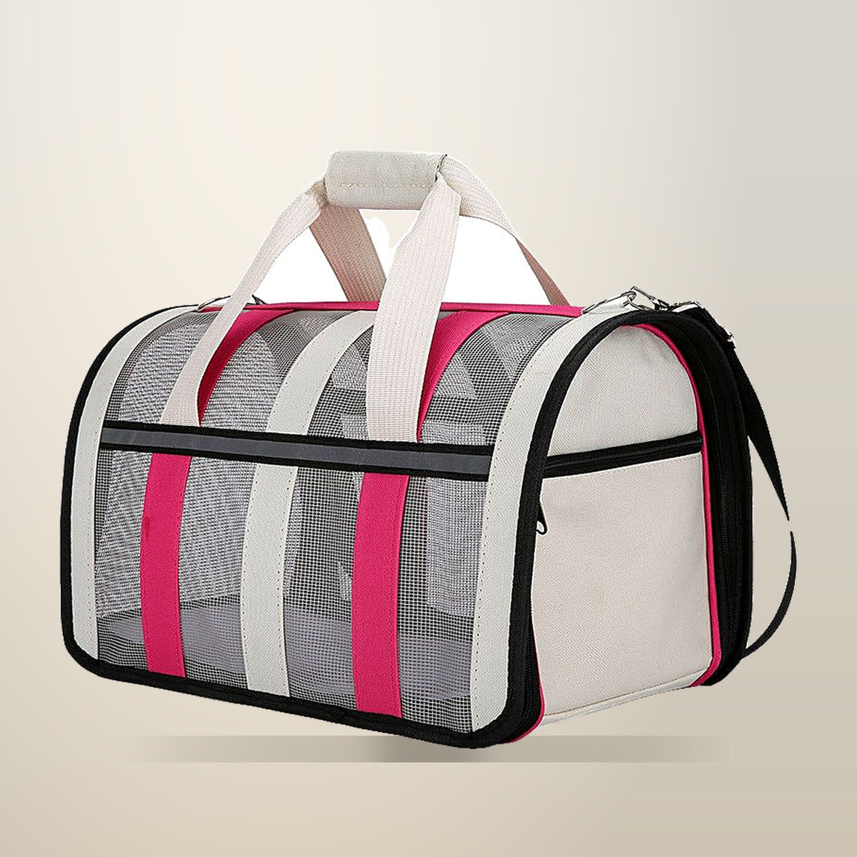 Foldable Cat Tote Bag with Padded Base, Red, on a plain cream background