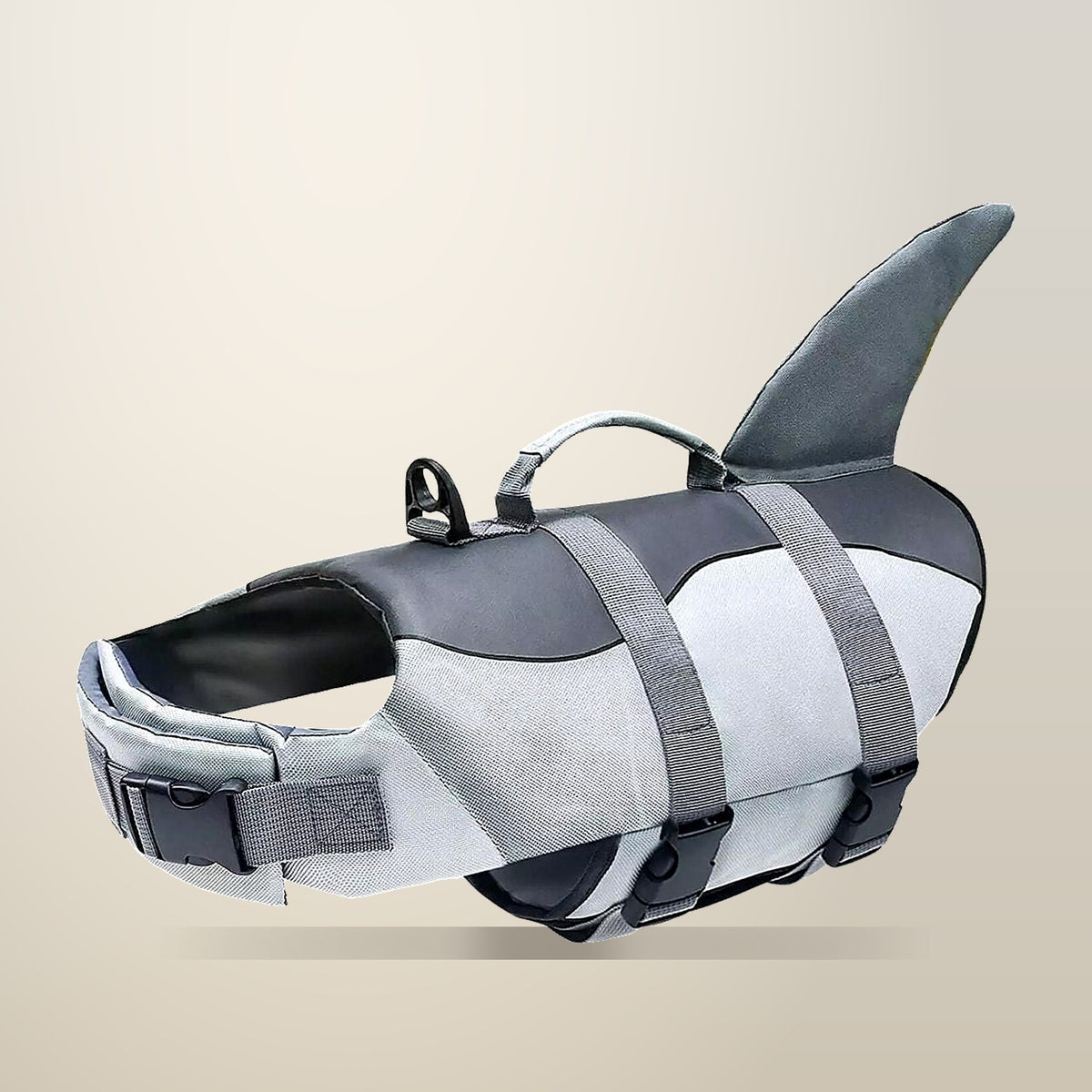 Dog Life Jacket, Sizes S to XL, Grey or Pink, on a plain cream background