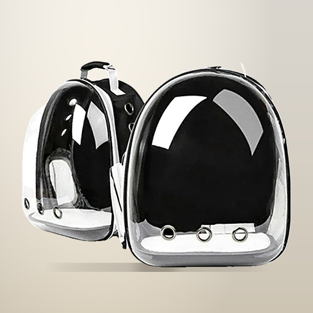Transparent Dome Pet Carrier Backpack, 4 Colours, on a plain cream background
