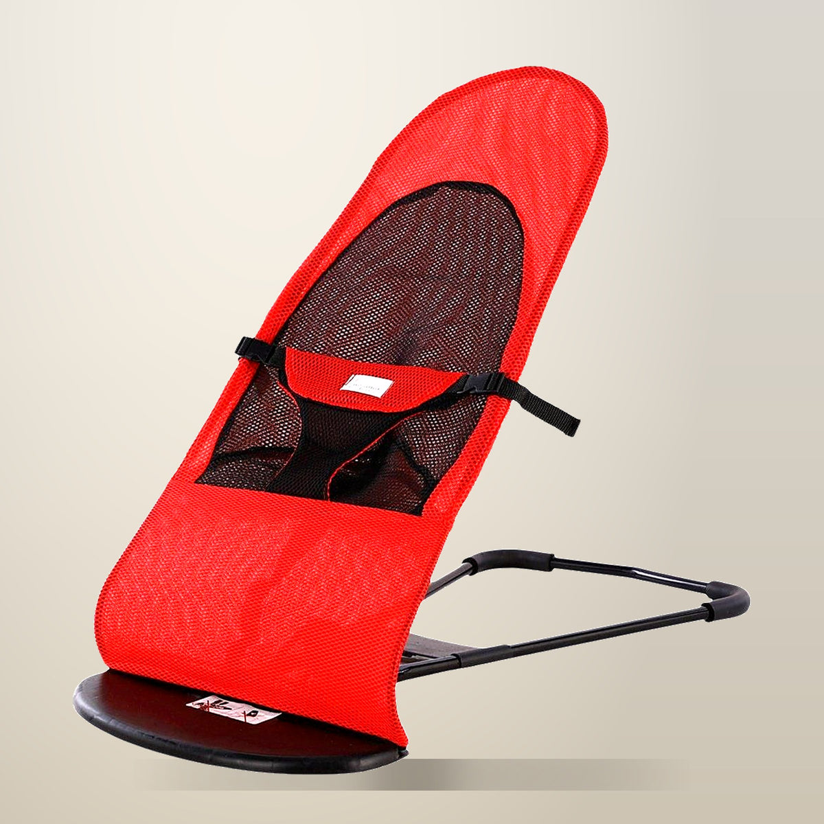 Foldable Pet Rocking Chair, Red and Black, on a plain cream background