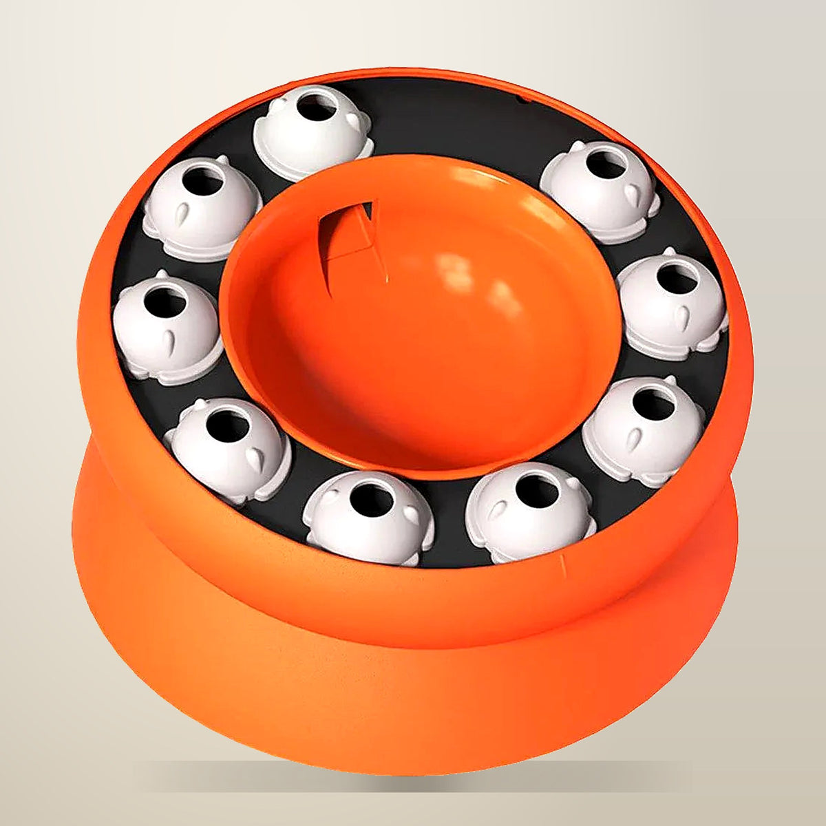 Slanted Slow Feeder Puzzle Bowl for Cats and Dogs, on a plain cream background