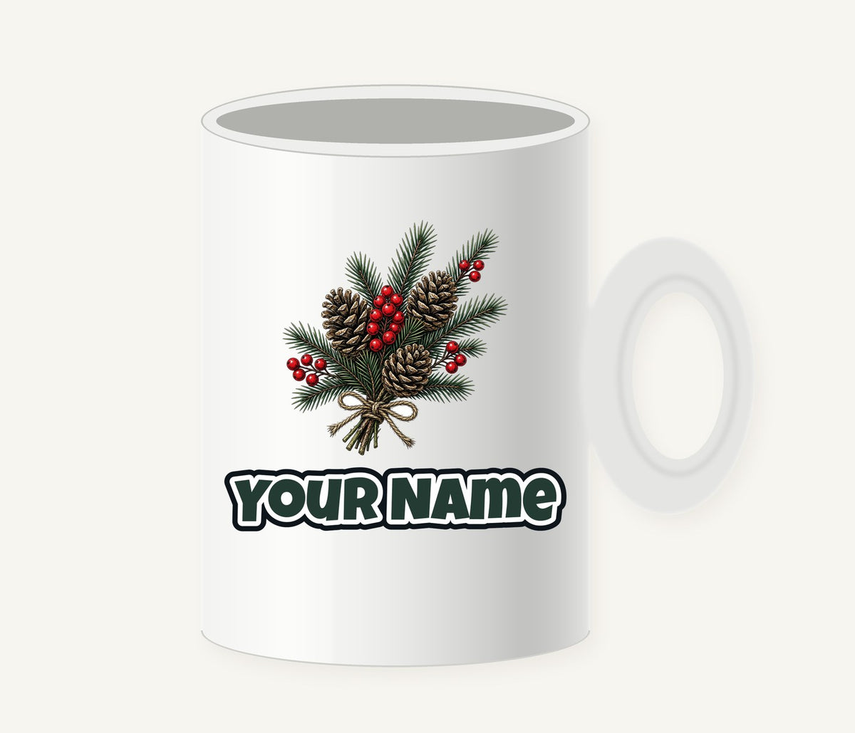 Pine and Pinecone Bundle Personalised Christmas Mug