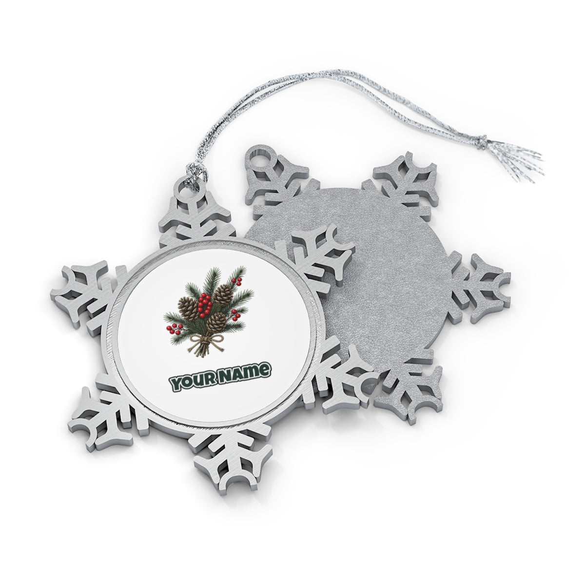 Pine and Pinecone Bundle Personalised Pewter Christmas Ornament