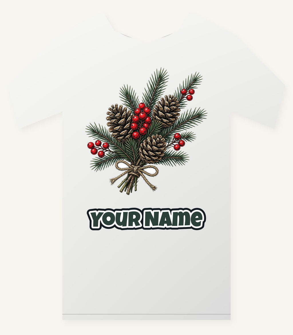 Pine and Pinecone Bundle Personalised Christmas T-Shirt and Hoodie