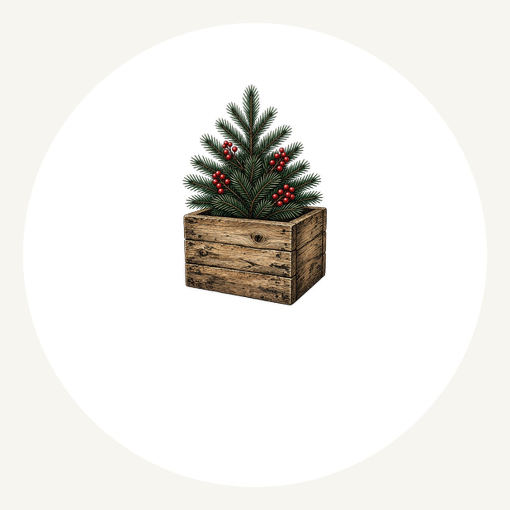 Pine Sprigs In Wooden Crate Personalised Pewter Christmas Ornament