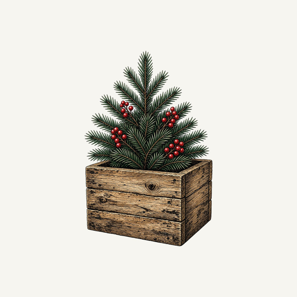 Pine Sprigs In Wooden Crate Personalised Santa Sack