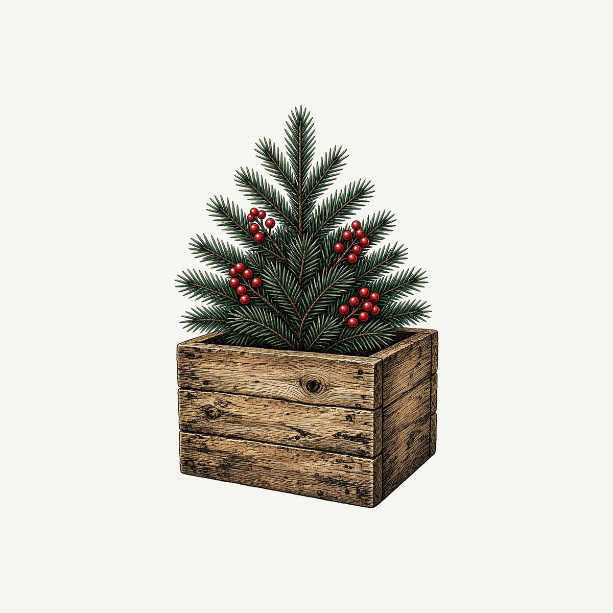 Pine Sprigs In Wooden Crate Personalised Santa Sack