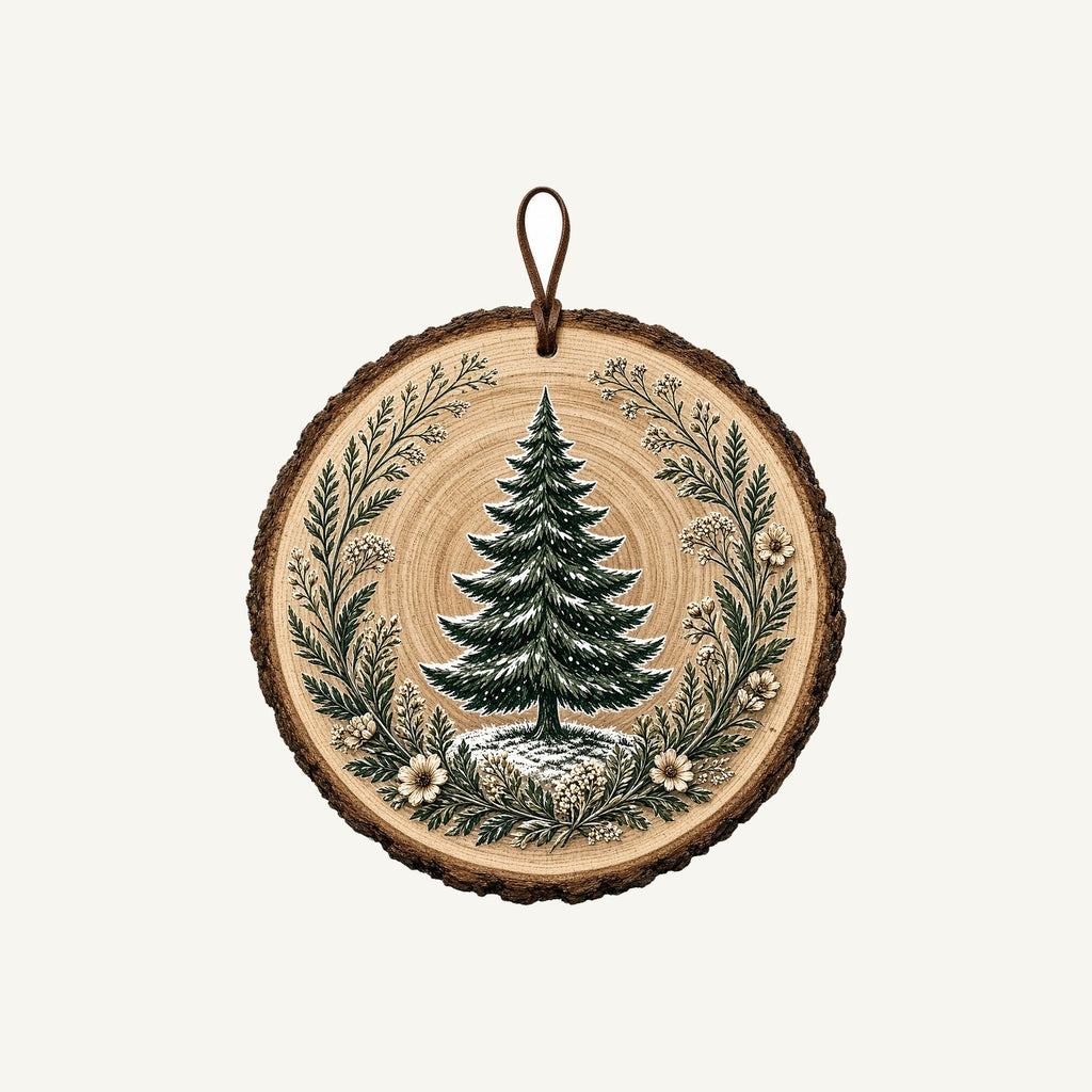 Pine Tree Wood Slice Ornament Personalised Kids Tee and Baby Bodysuit