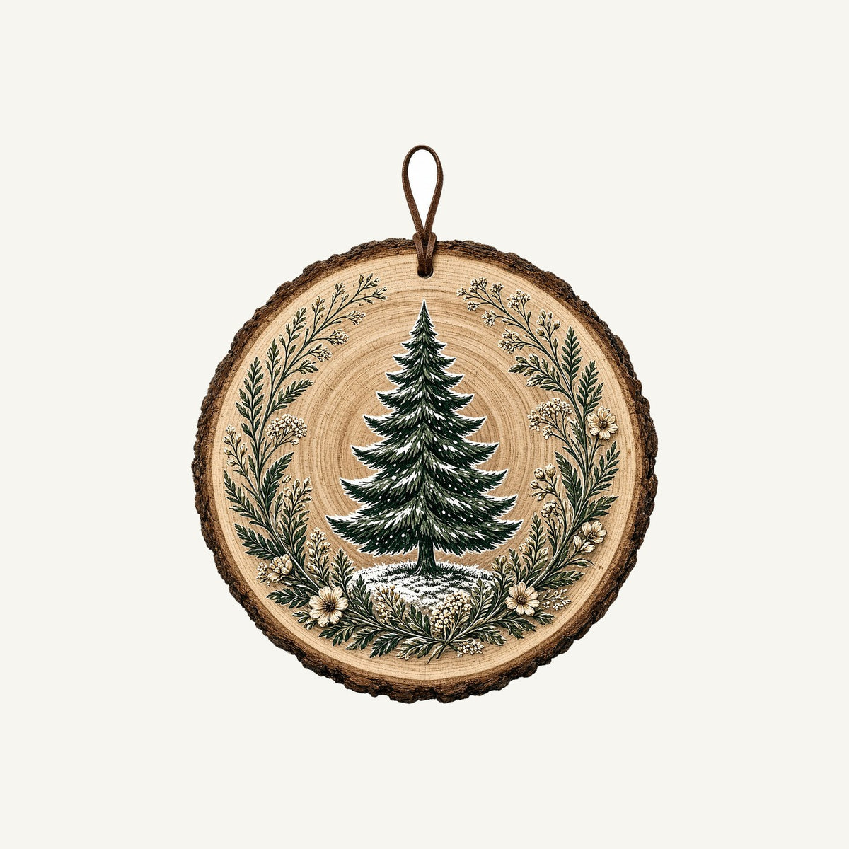 Pine Tree Wood Slice Ornament Personalised Kids Tee and Baby Bodysuit