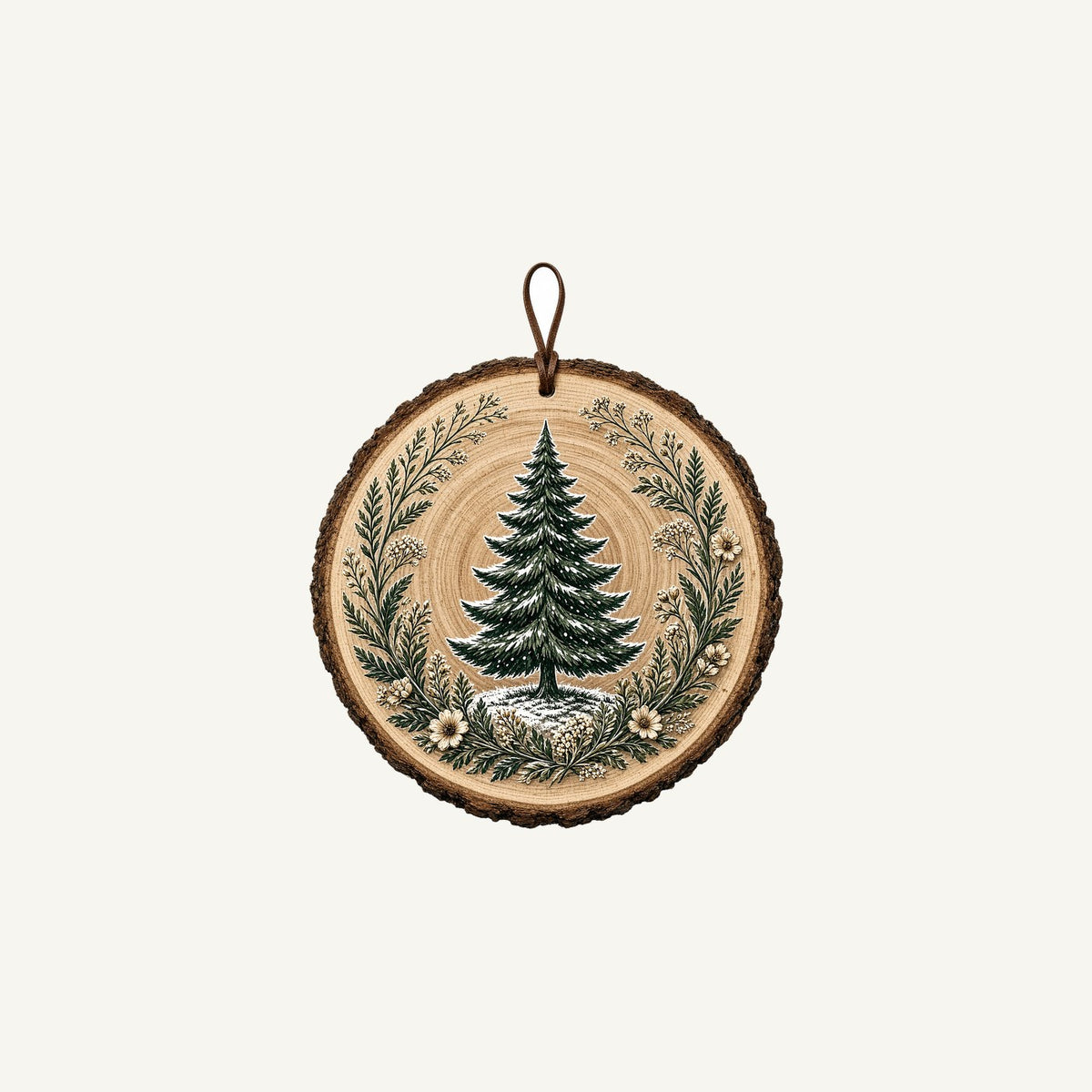 Pine Tree Wood Slice Ornament Personalised Christmas Mug