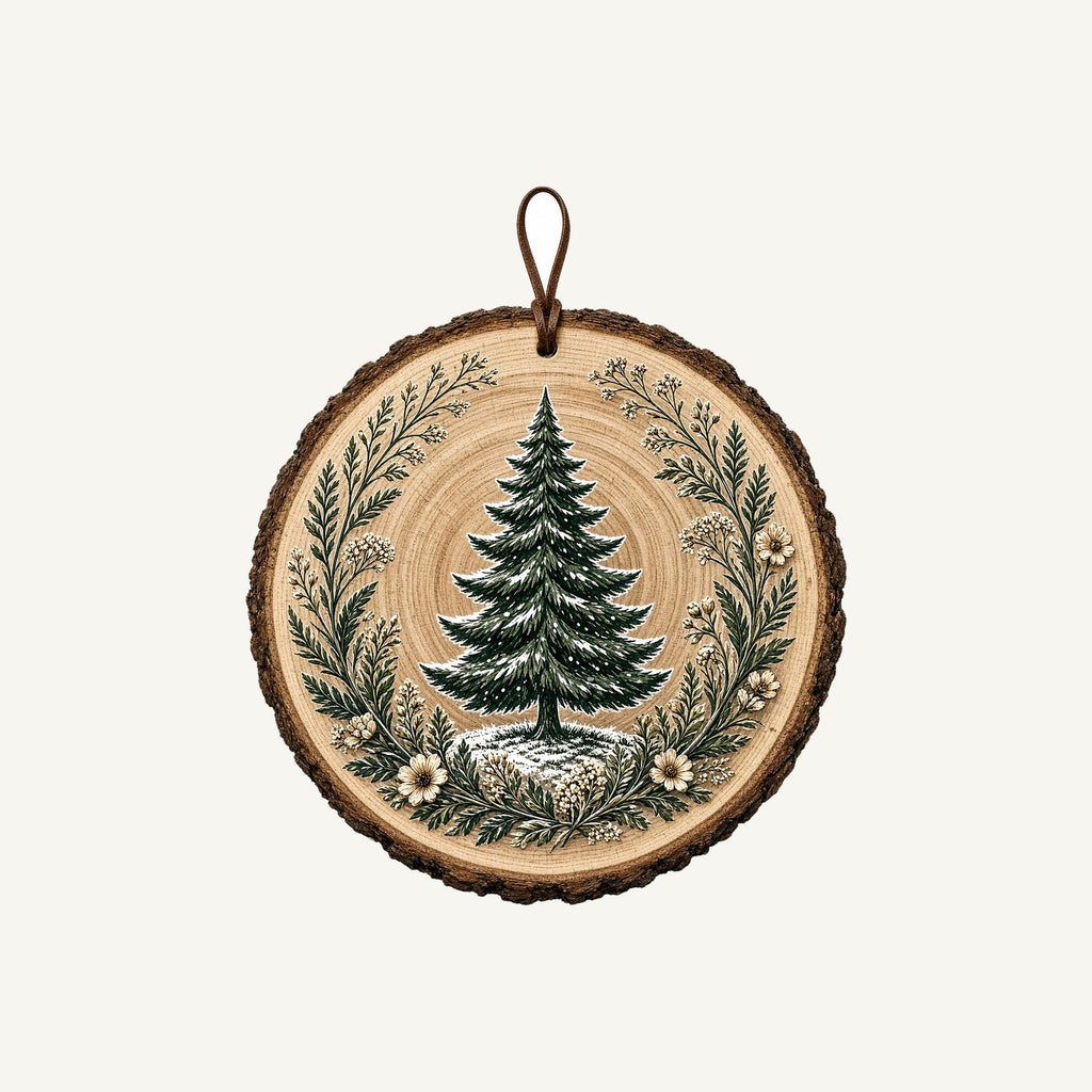 Pine Tree Wood Slice Ornament Personalised Christmas T-Shirt and Hoodie