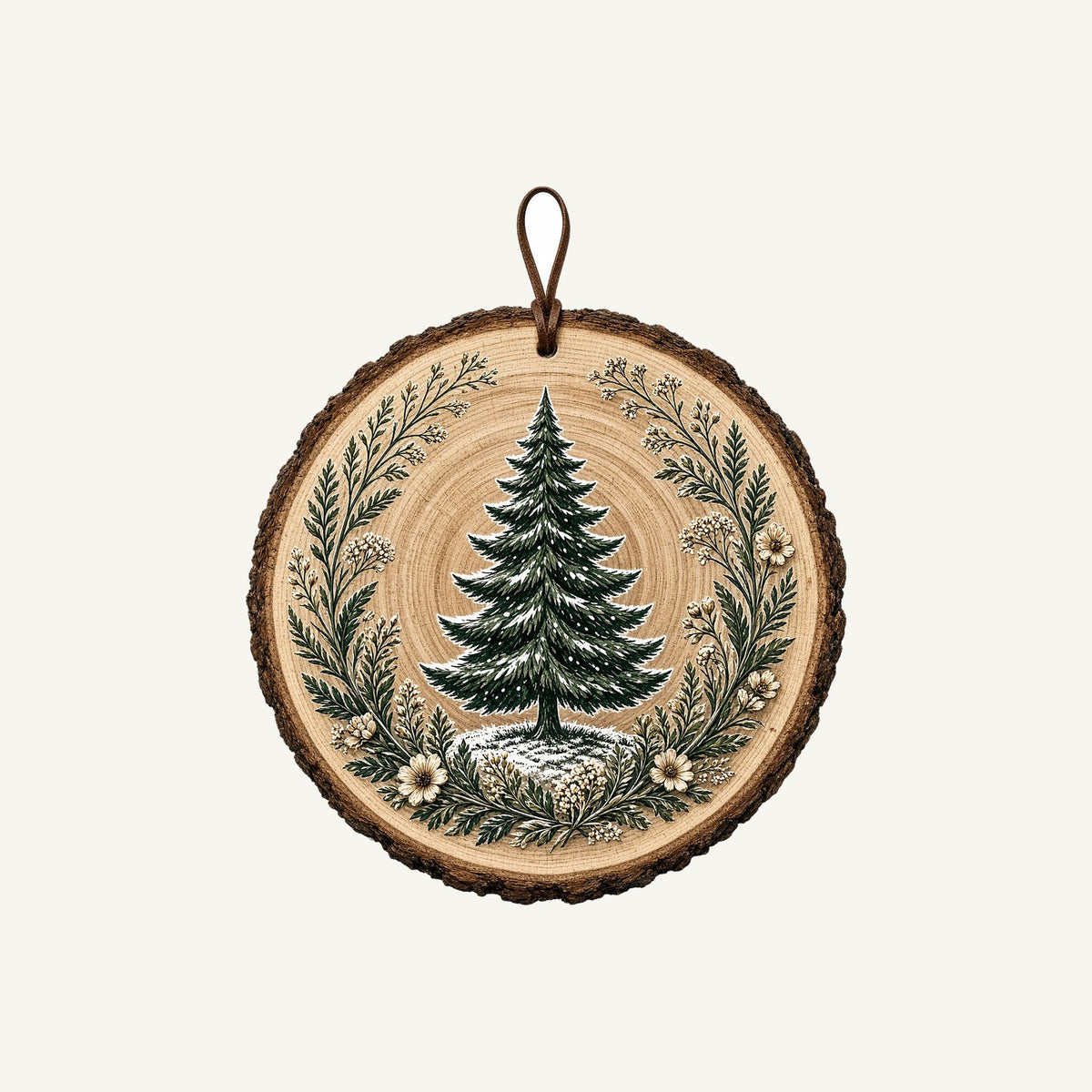 Pine Tree Wood Slice Ornament Personalised Christmas T-Shirt and Hoodie