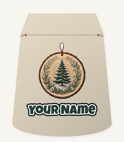 Pine Tree Wood Slice Ornament Personalised Santa Sack