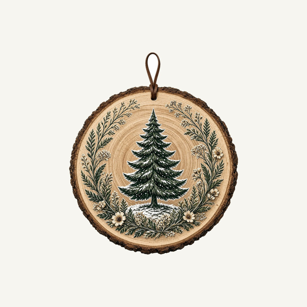 Pine Tree Wood Slice Ornament Personalised Santa Sack