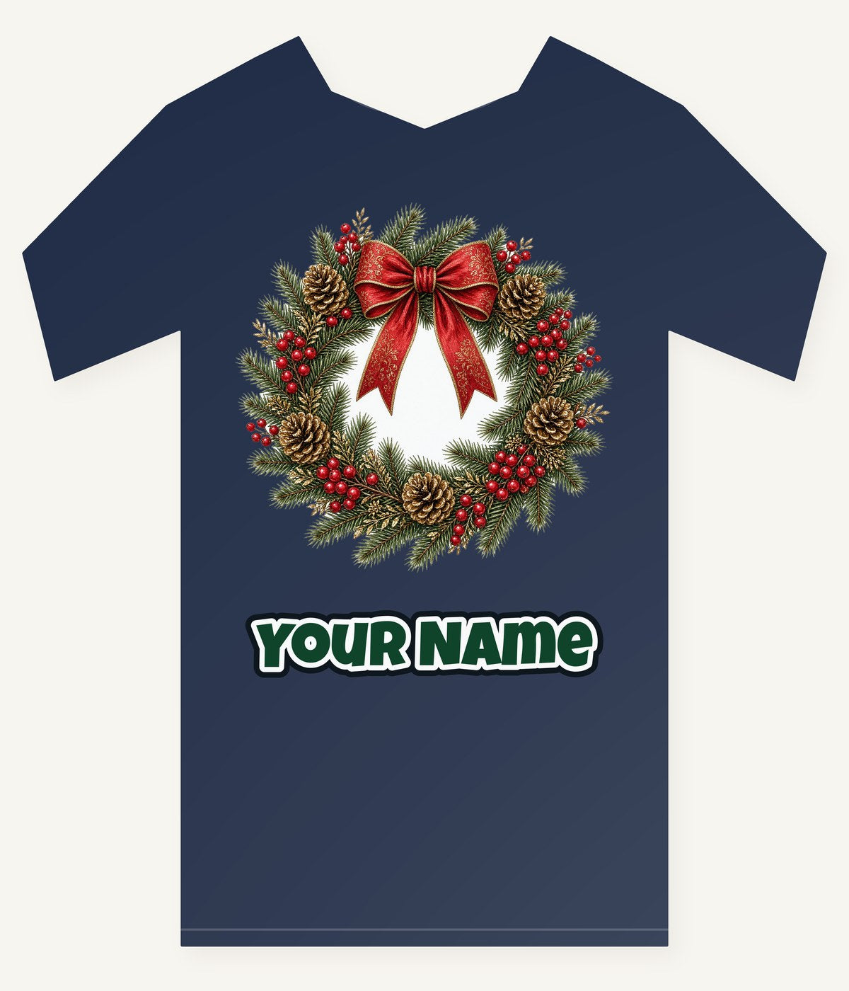 Pinecone and Berry Wreath Personalised Kids and Baby Christmas Tee