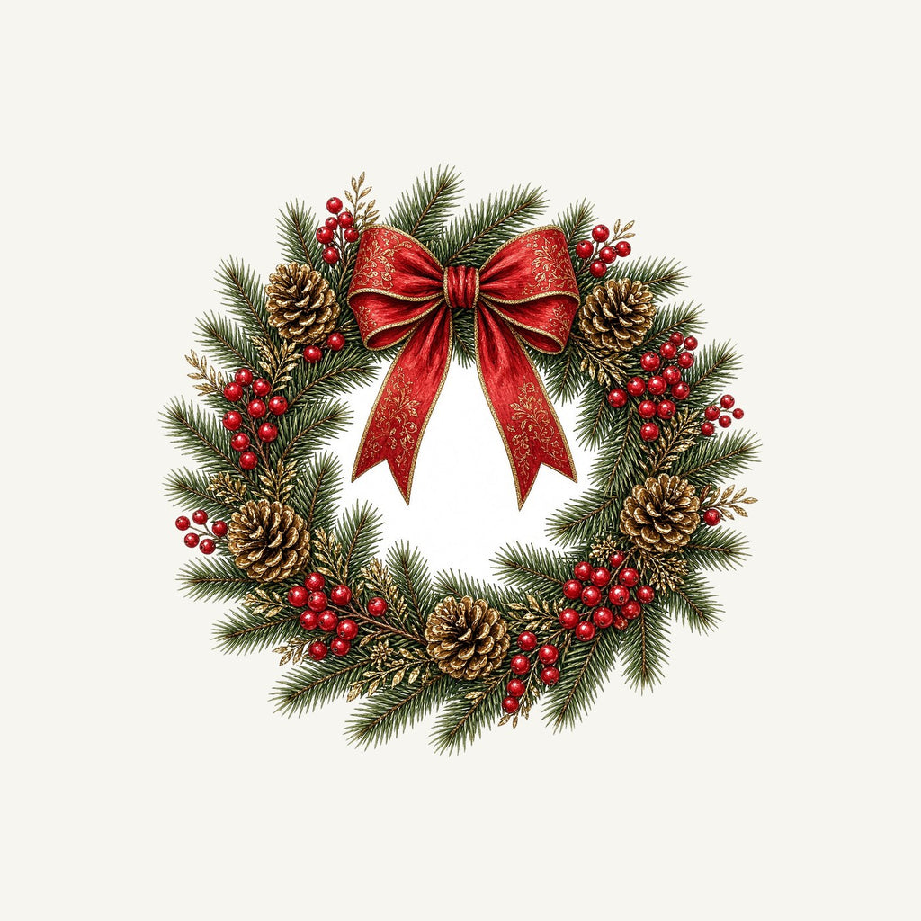 Pinecone and Berry Wreath Personalised Kids and Baby Christmas Tee