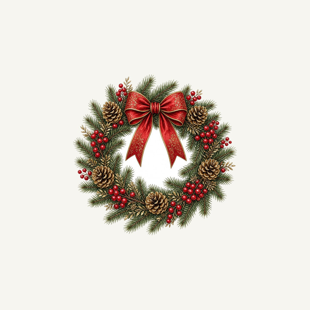 Pinecone and Berry Wreath Personalised Christmas Mug
