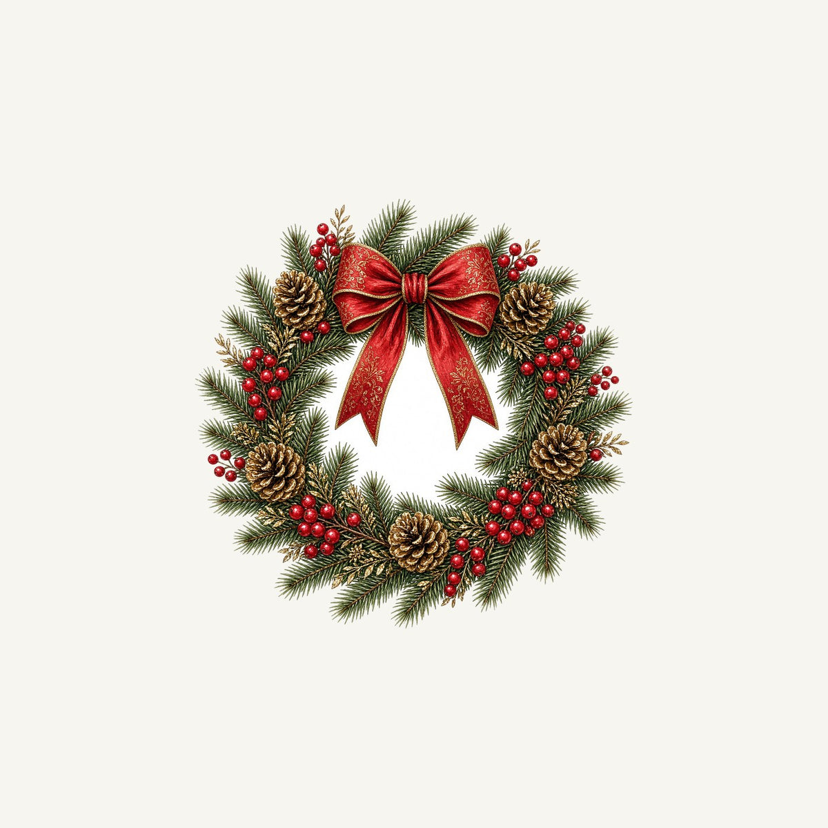 Pinecone and Berry Wreath Personalised Christmas Mug