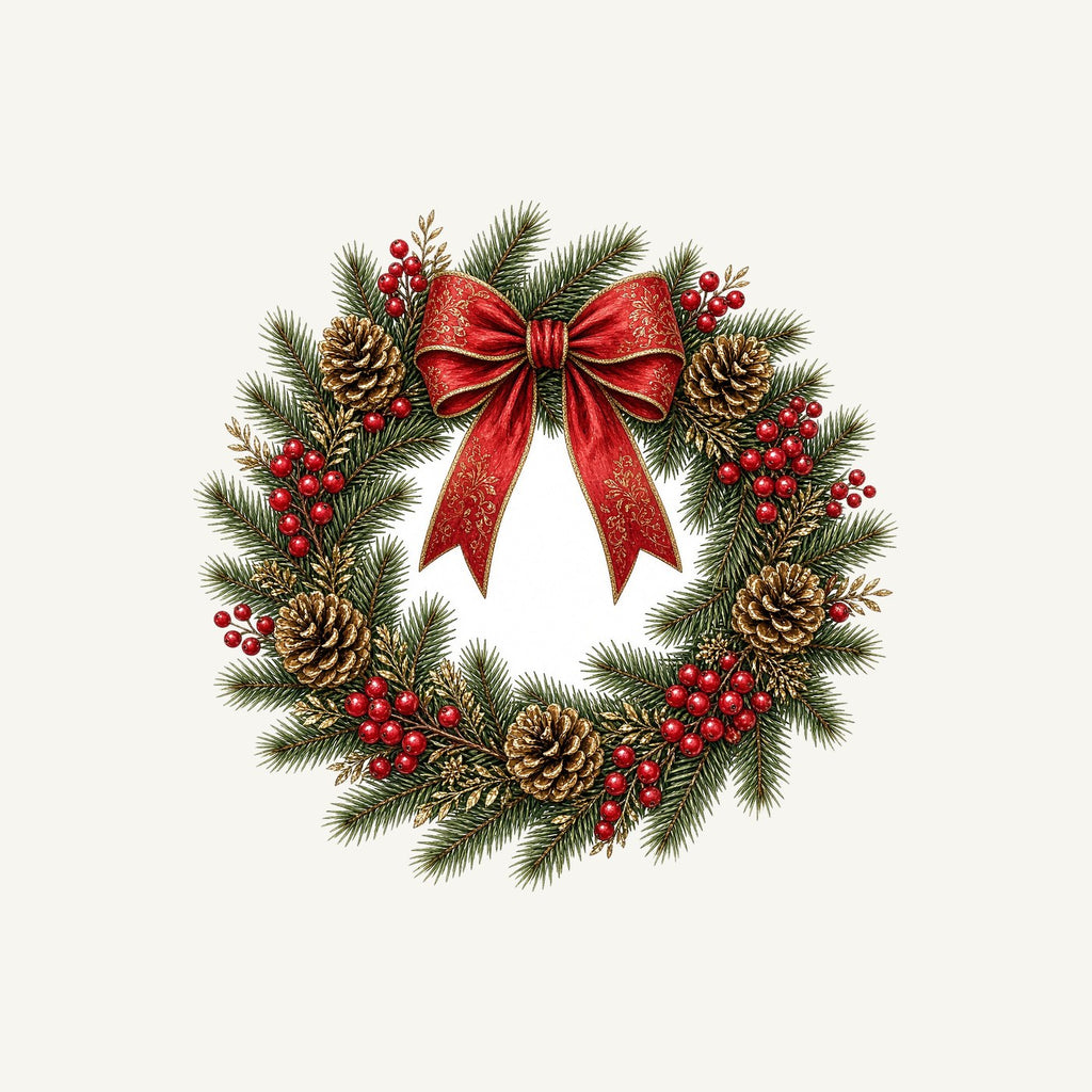 Pinecone and Berry Wreath Personalised Christmas T-Shirt and Hoodie