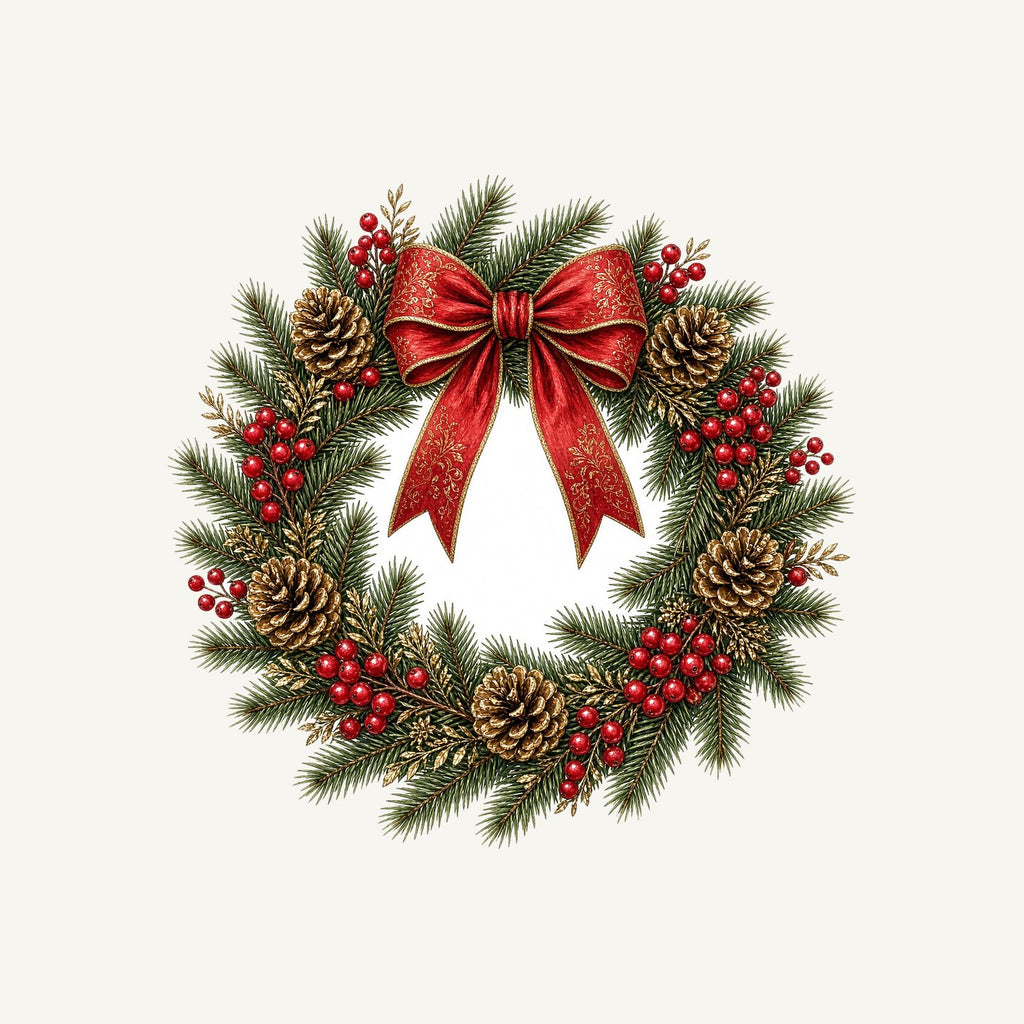 Pinecone and Berry Wreath Personalised Santa Sack