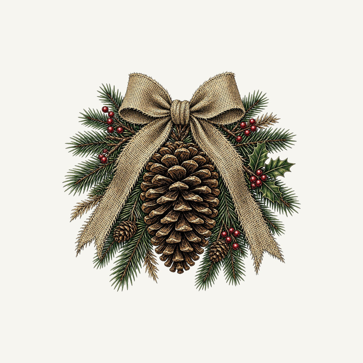 Pinecone And Hessian Bow Personalised Kids Tee and Baby Bodysuit