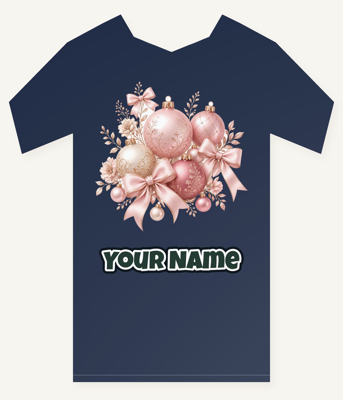 Pink and Rose Gold Baubles Personalised Kids Tee and Baby Bodysuit