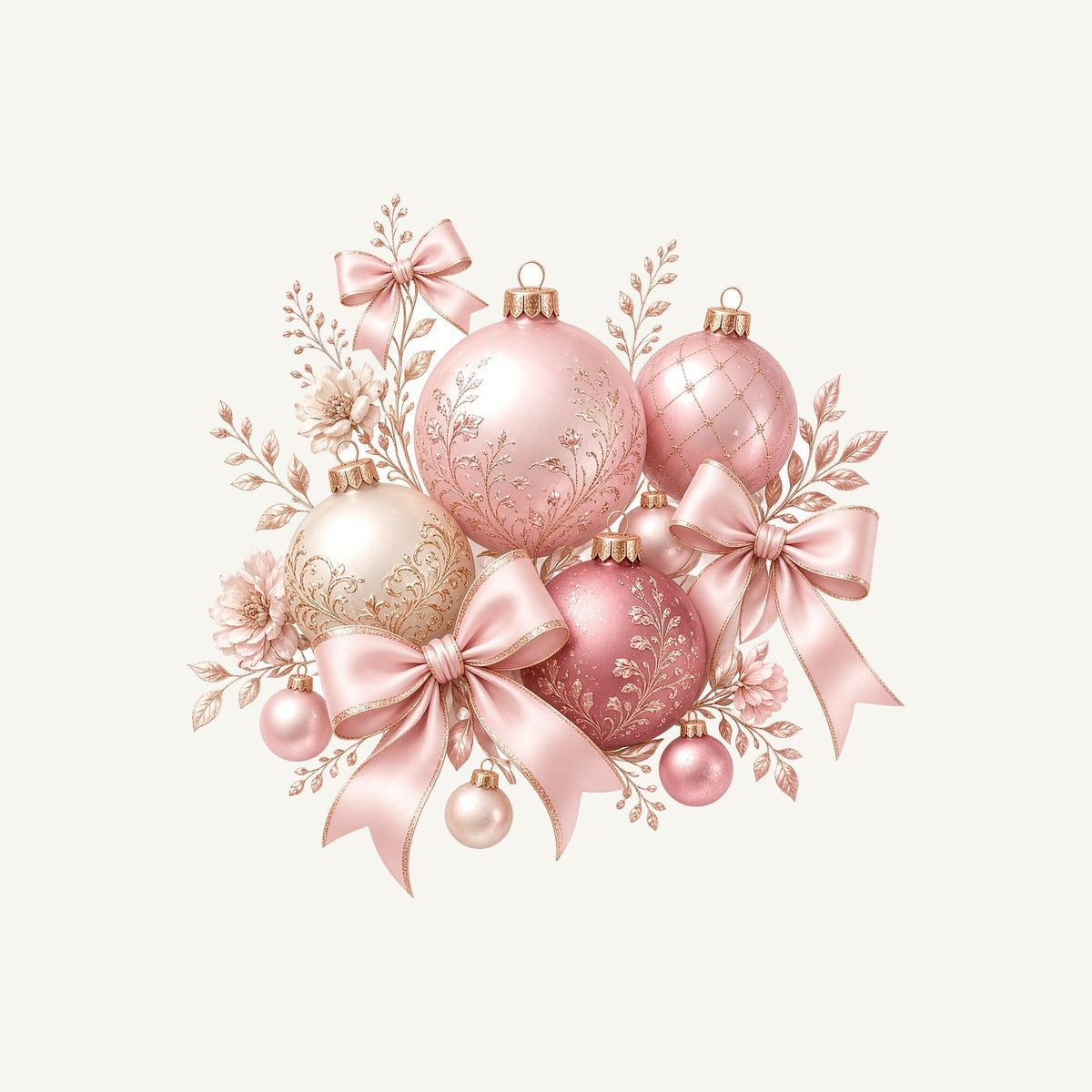Pink and Rose Gold Baubles Personalised Kids Tee and Baby Bodysuit