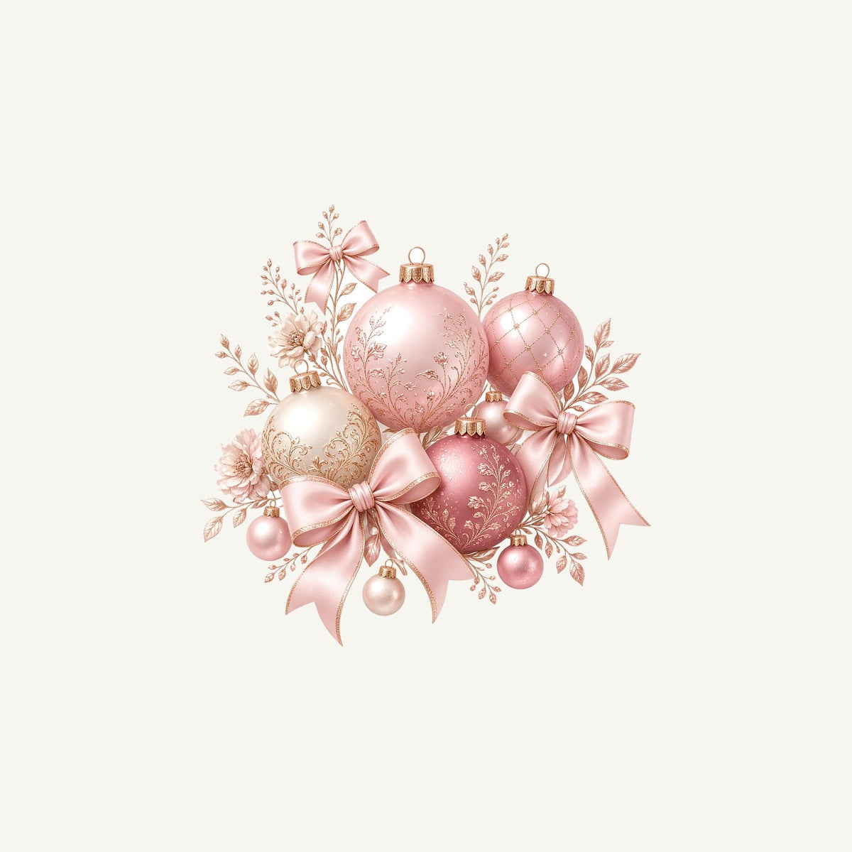 Pink and Rose Gold Baubles Personalised Christmas Mug