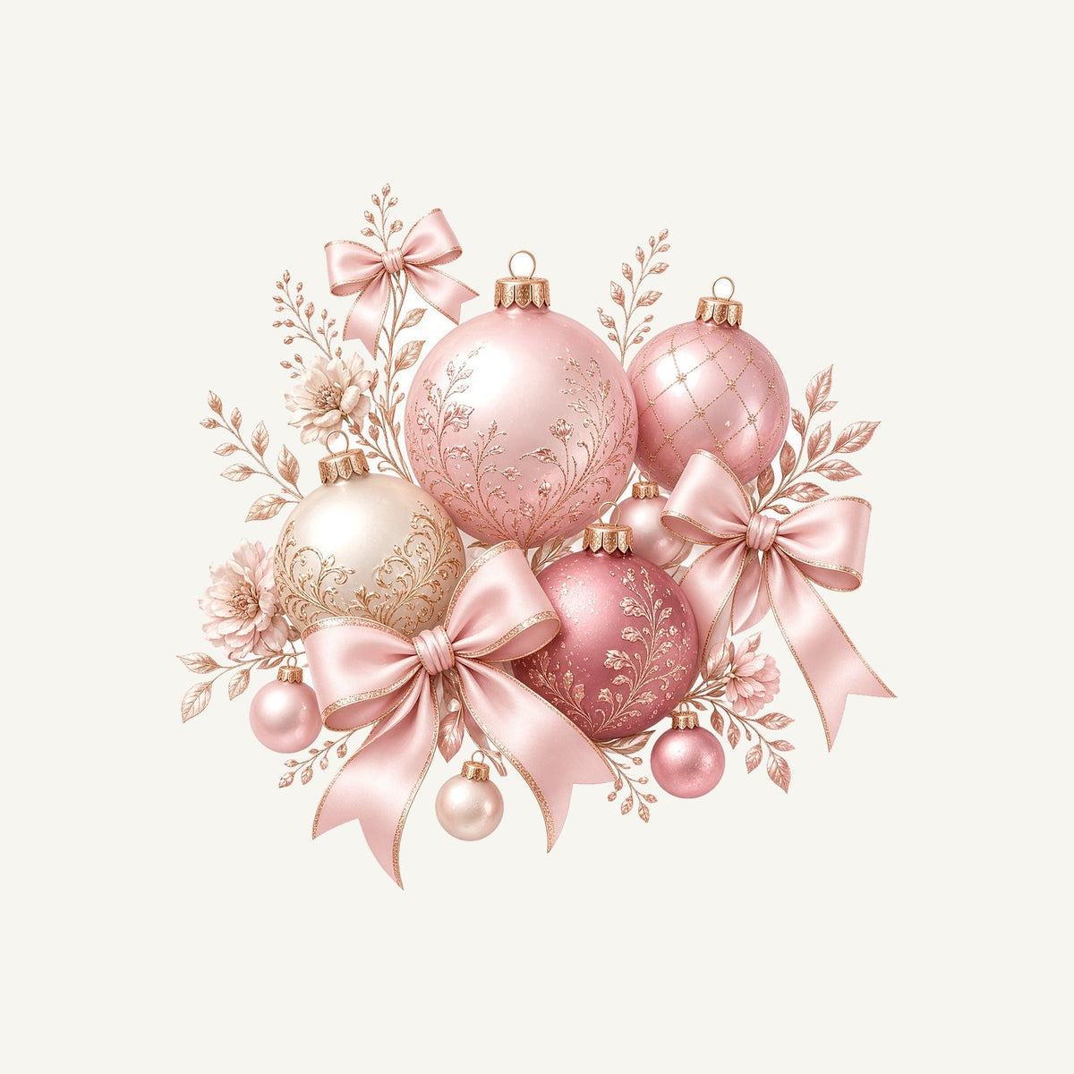 Pink and Rose Gold Baubles Personalised Santa Sack