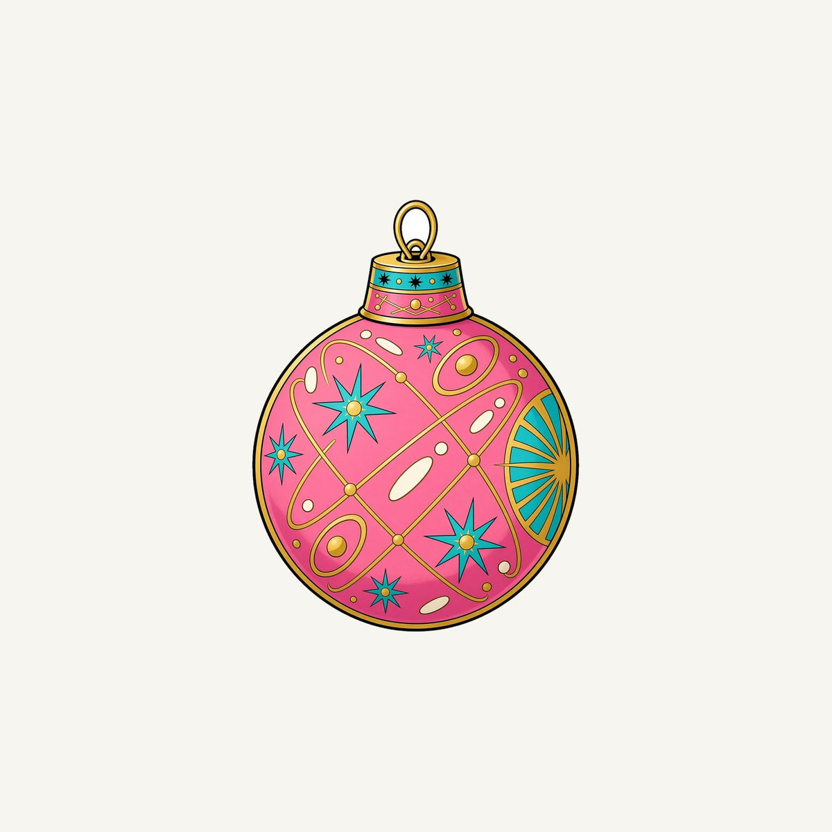 Pink Atomic Bauble Personalised Christmas Mug