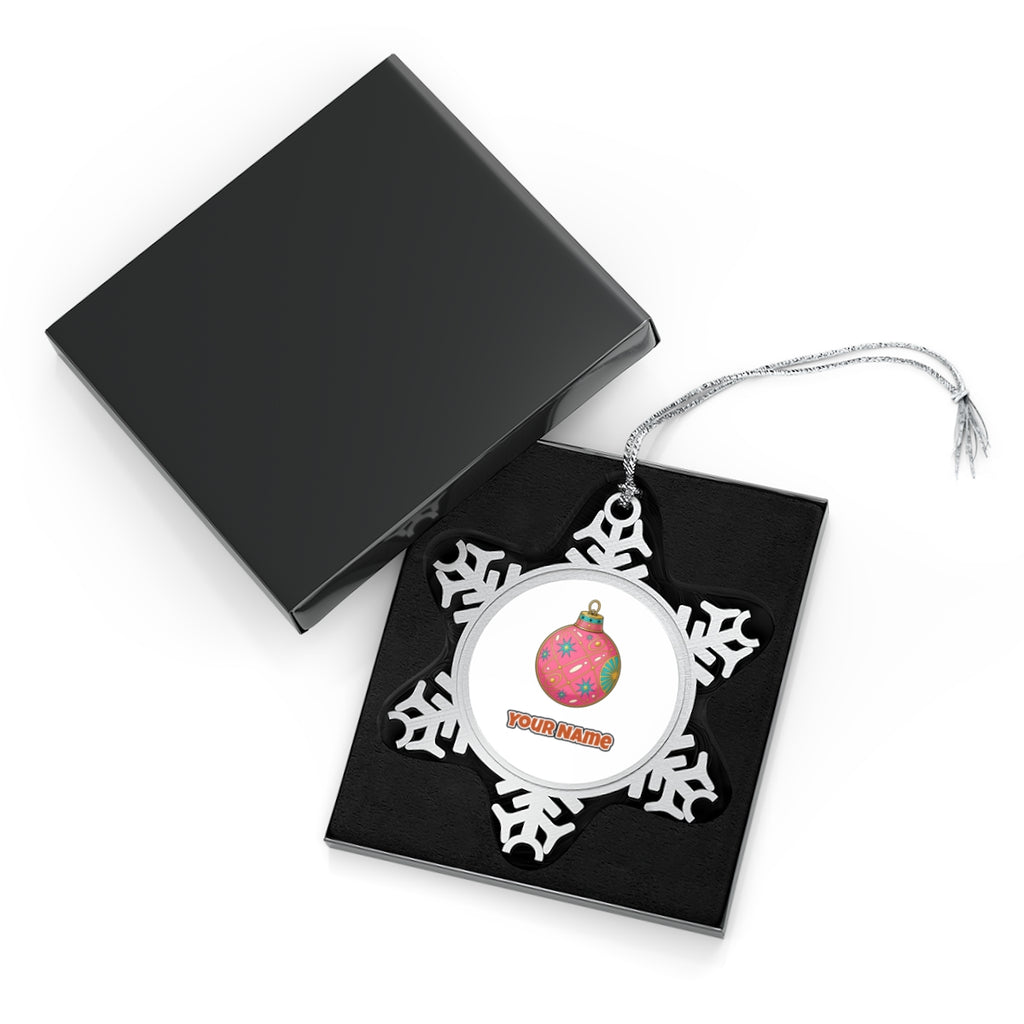 Pink Atomic Bauble Personalised Pewter Christmas Ornament