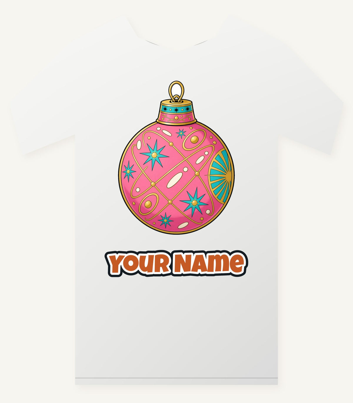 Pink Atomic Bauble Personalised Christmas T-Shirt and Hoodie