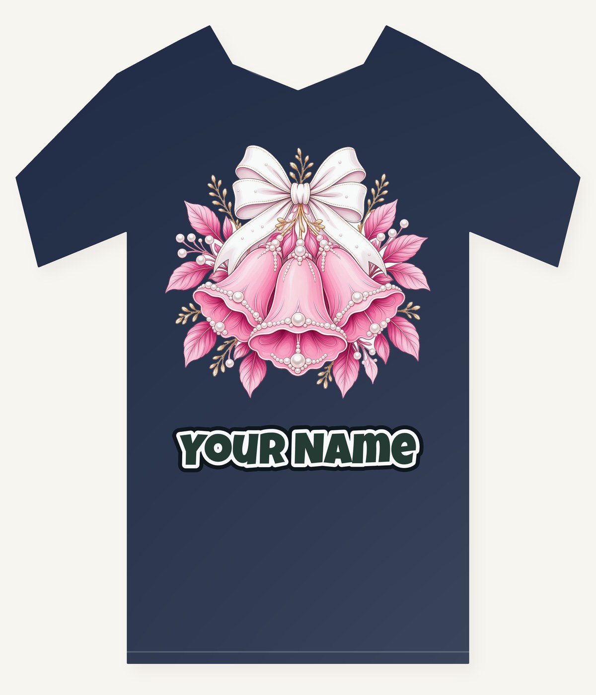 Pink Bells and Pearls Personalised Kids Tee and Baby Bodysuit
