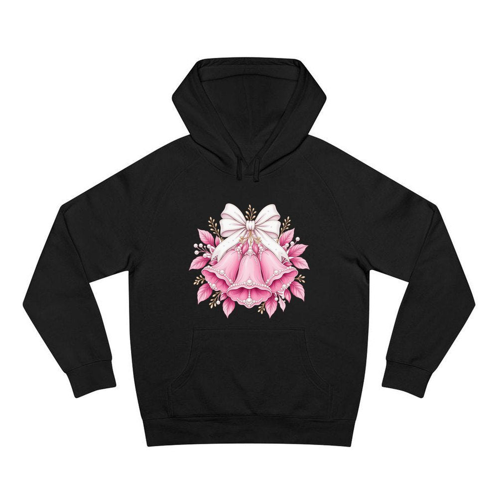 Pink Bells and Pearls personalised Christmas hoodie in black