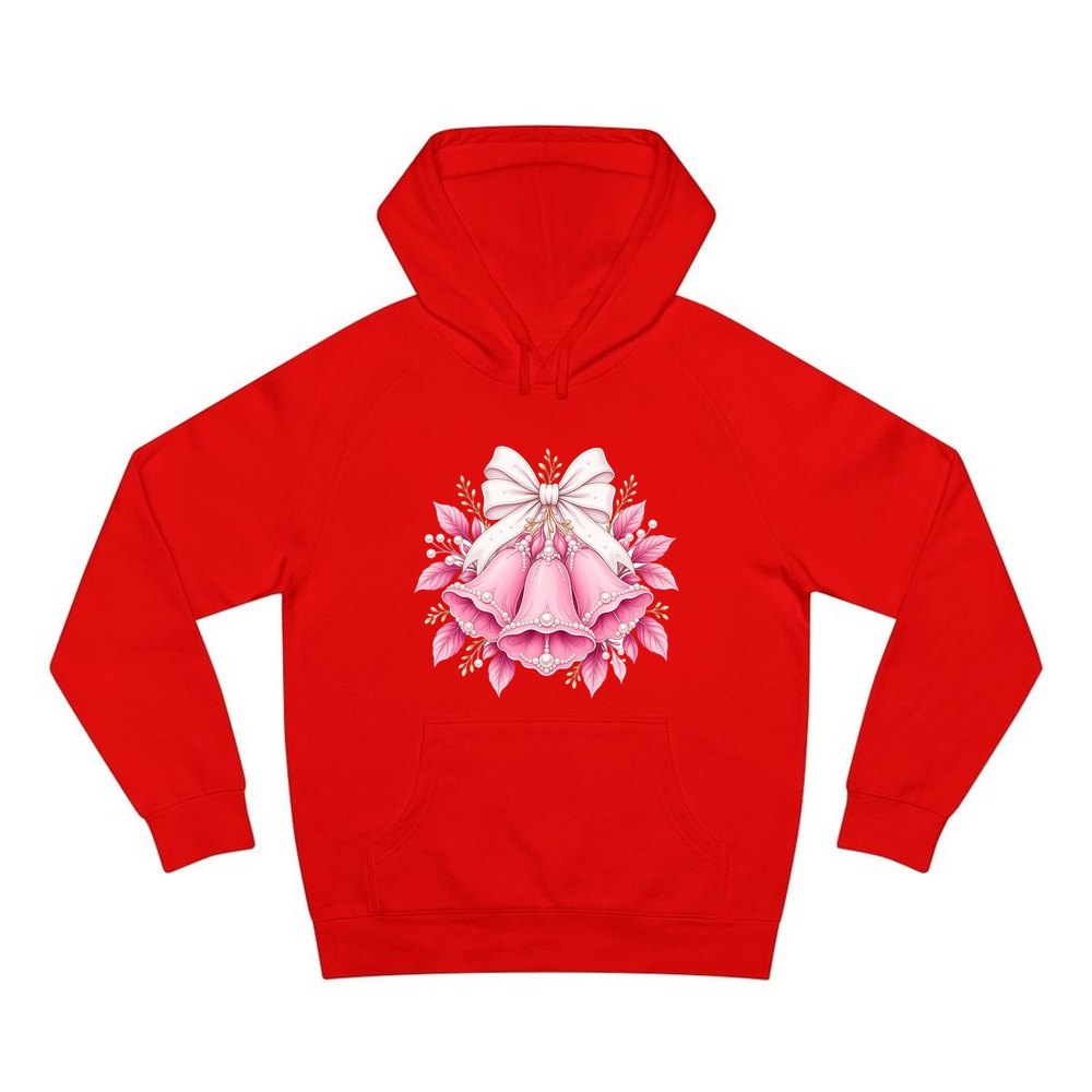 Pink Bells and Pearls personalised Christmas hoodie in red