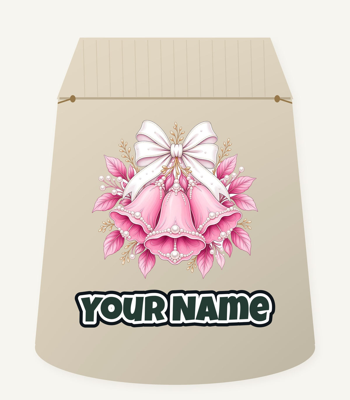 Pink Bells and Pearls Personalised Santa Sack