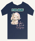 Pink Bunny First Christmas Personalised Kids and Baby Christmas Tee