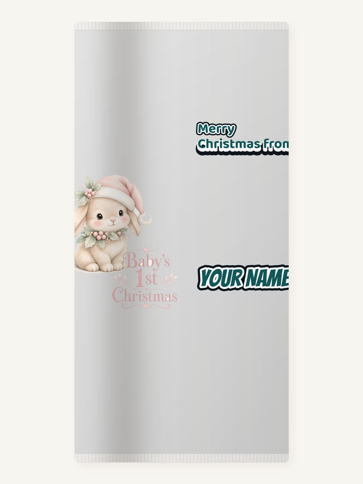 Pink Bunny First Christmas Personalised Beach Towel