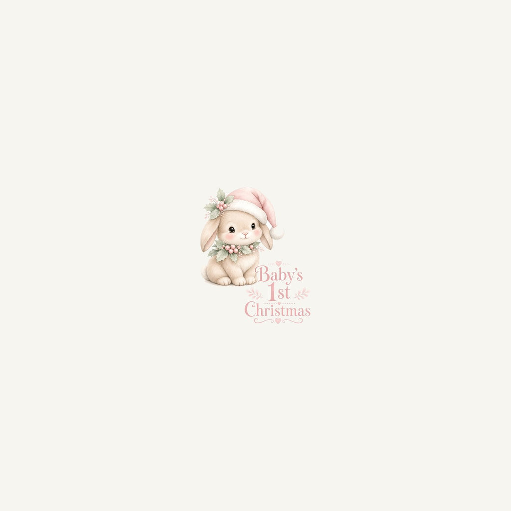 Pink Bunny First Christmas Personalised Beach Towel