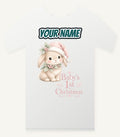 Pink Bunny First Christmas Personalised Christmas T-Shirt and Hoodie