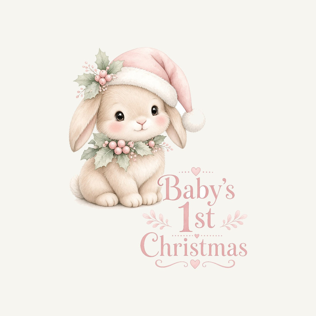 Pink Bunny First Christmas Personalised Christmas T-Shirt and Hoodie