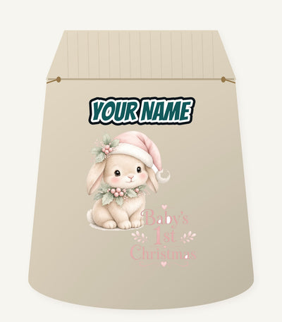 Pink Bunny First Christmas Personalised Santa Sack